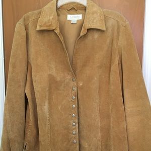 Suede snap jacket, retro vibe, cool yet warm